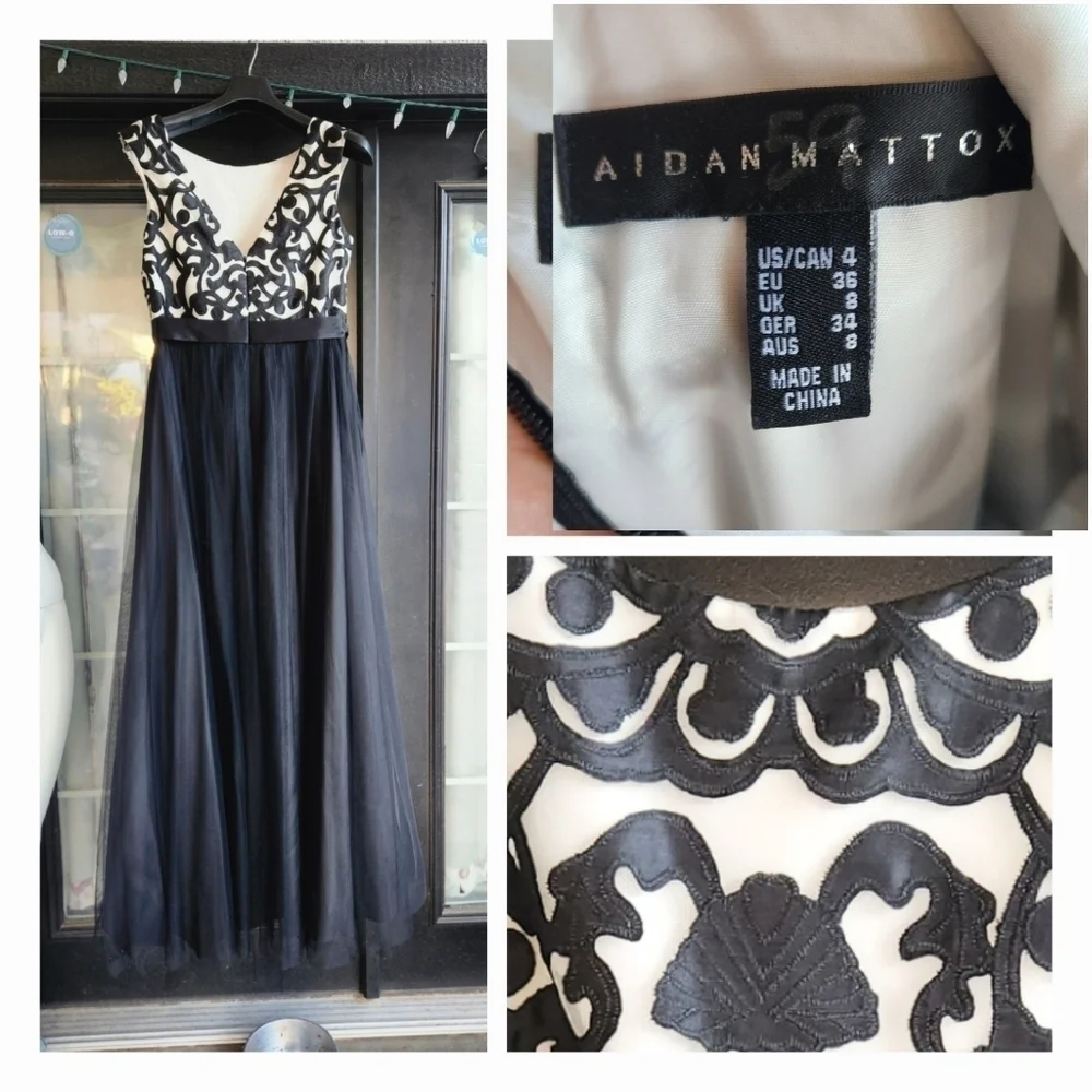 Aidan Mattox EmbroideredBodice Mesh Ballgown - Picture 2 of 2